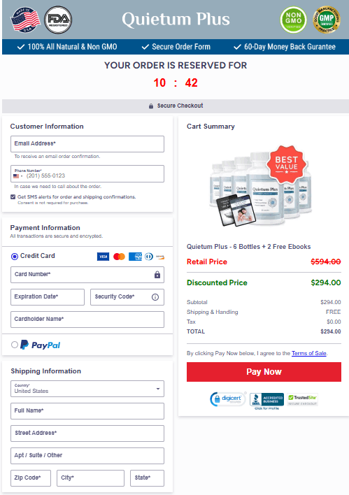 Quietum Plus Checkout page